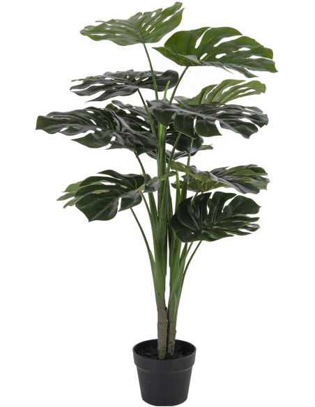Plante artificielle réaliste Monstera Hauteur 90 cm Plastique Vert Noir 