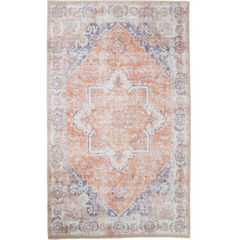 Grand Tapis oriental Rectangulaire 160x230 Chenille Polyester Orange Bleu Havana 