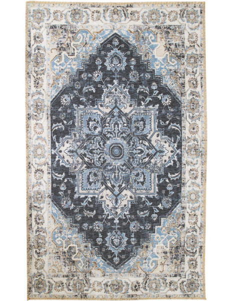 Grand Tapis oriental Rectangulaire 160x230 Chenille Polyester Bleu Havana 