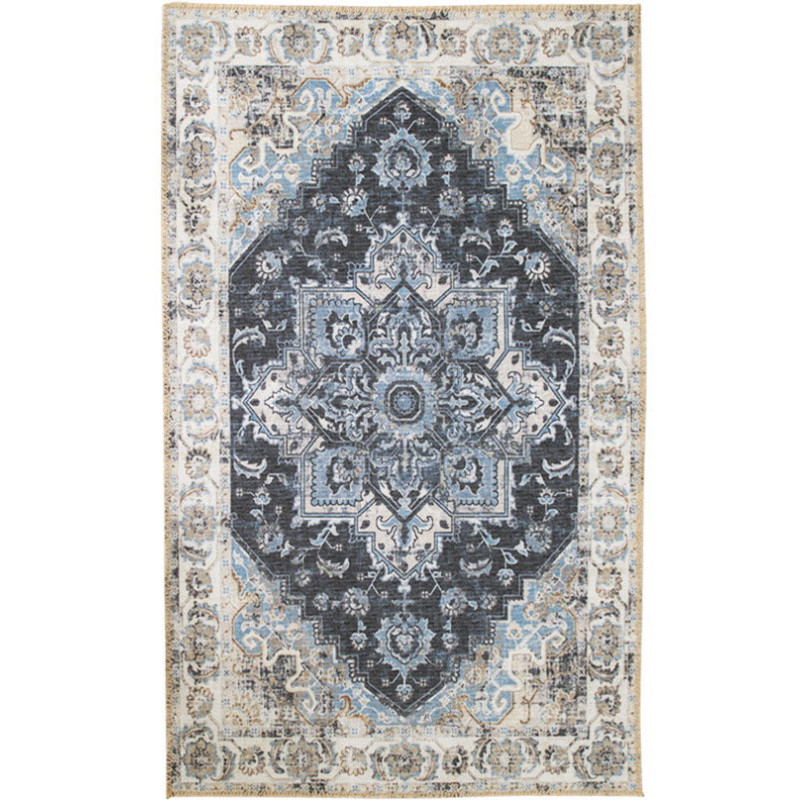 Grand Tapis oriental Rectangulaire 160x230 Chenille Polyester Bleu Havana 