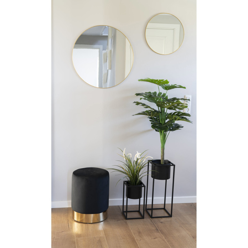 Cache pot moderne sur pied Rond Métal Noir Marla (Lot de 2) 