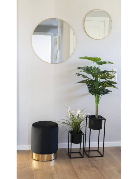 Cache pot moderne sur pied Rond Métal Noir Marla (Lot de 2) 