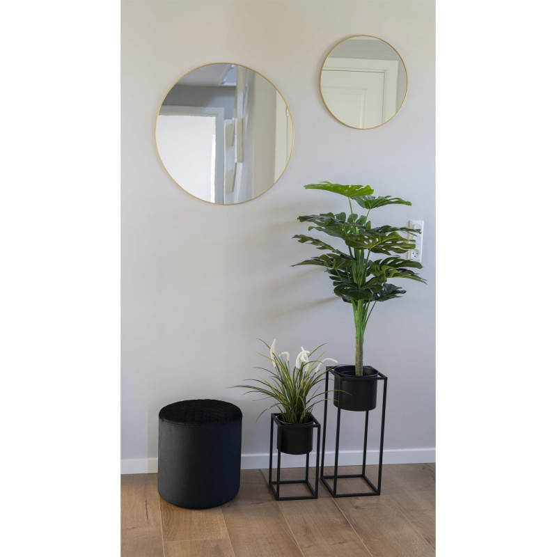 Cache pot moderne sur pied Rond Métal Noir Marla (Lot de 2) 