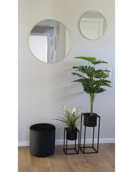 Cache pot moderne sur pied Rond Métal Noir Marla (Lot de 2) 