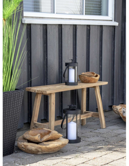 Lanterne Photophore moderne pour bougie Métal Noir Verre Transparent Bondi (Lot de 2) 