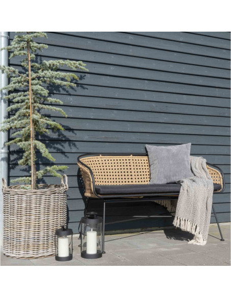 Lanterne Photophore moderne pour bougie Métal Noir Verre Transparent Bondi (Lot de 2) 