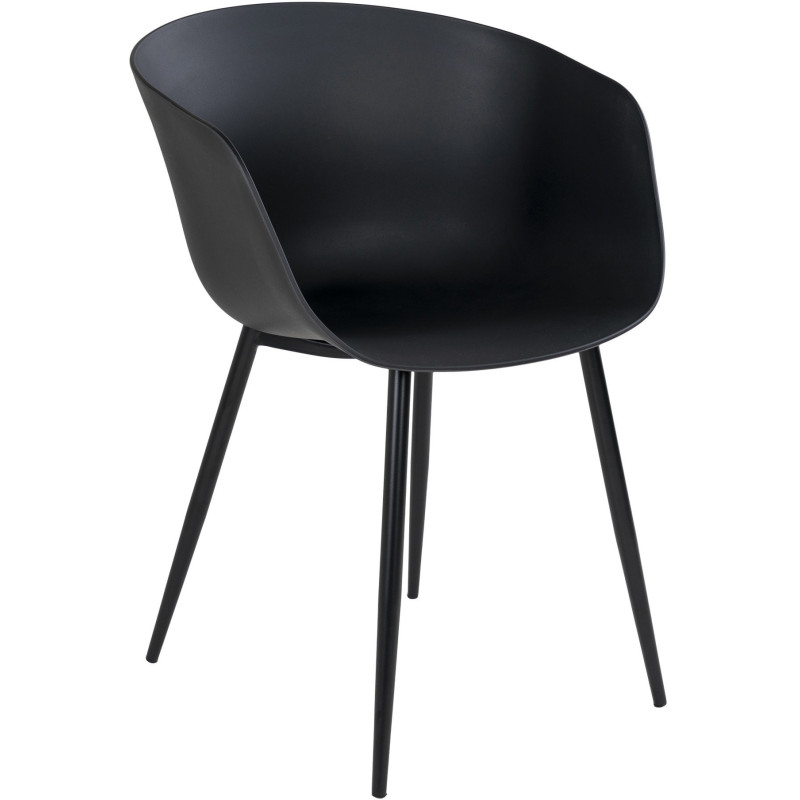 Fauteuil de table extérieur moderne Polypropylène Métal Noir Roda (Lot de 2) 
