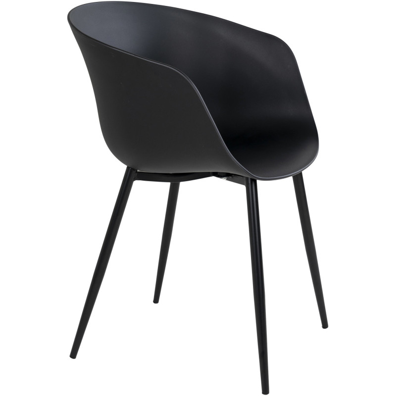 Fauteuil de table extérieur moderne Polypropylène Métal Noir Roda (Lot de 2) 