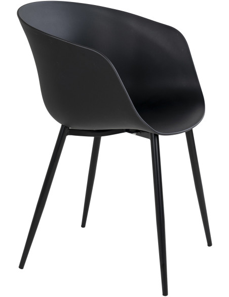 Fauteuil de table extérieur moderne Polypropylène Métal Noir Roda (Lot de 2) 