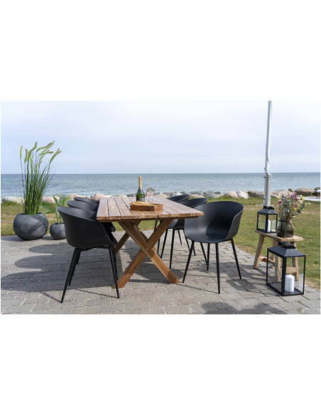 Fauteuil de table extérieur moderne Polypropylène Métal Noir Roda (Lot de 2) 