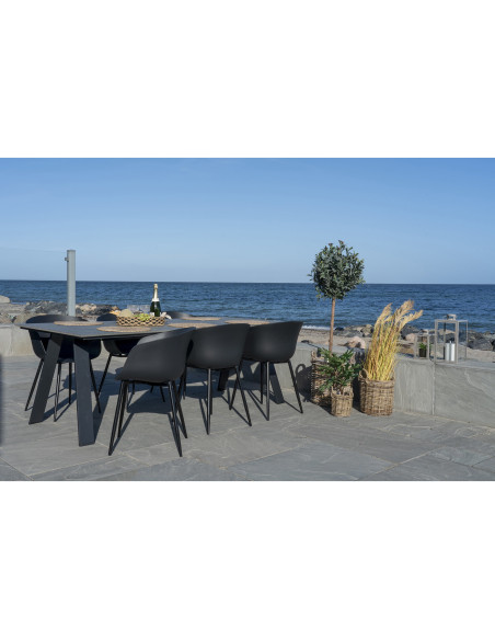 Fauteuil de table extérieur moderne Polypropylène Métal Noir Roda (Lot de 2) 