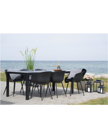 Fauteuil de table extérieur moderne Polypropylène Métal Noir Roda (Lot de 2) 