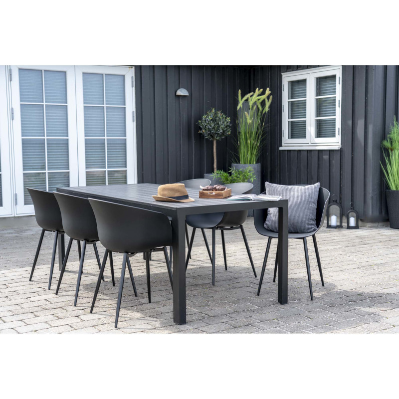 Fauteuil de table extérieur moderne Polypropylène Métal Noir Roda (Lot de 2) 