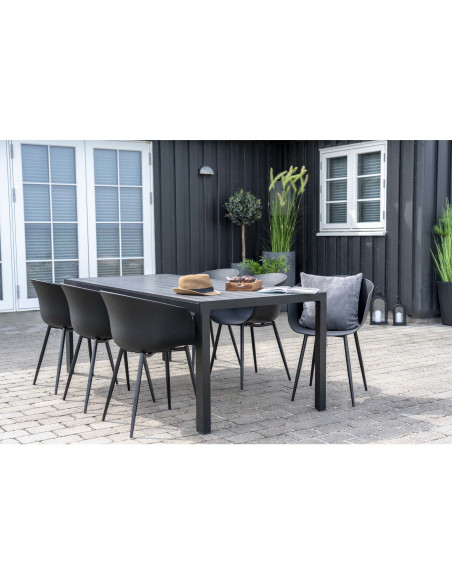Fauteuil de table extérieur moderne Polypropylène Métal Noir Roda (Lot de 2) 