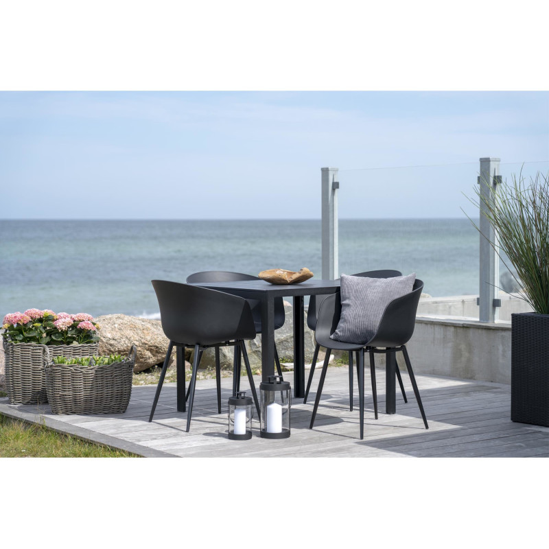 Fauteuil de table extérieur moderne Polypropylène Métal Noir Roda (Lot de 2) 