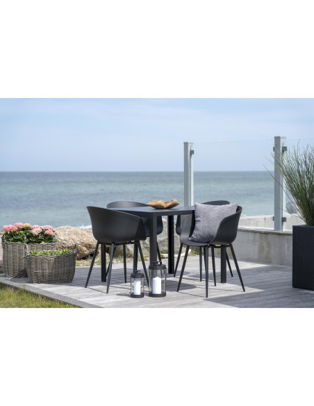Fauteuil de table extérieur moderne Polypropylène Métal Noir Roda (Lot de 2) 