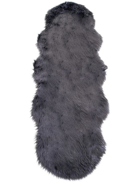 Grande Peau de mouton poils longs 60x180 Fausse fourrure Gris Lambskin 