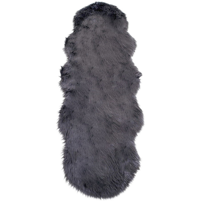 Grande Peau de mouton poils longs 60x180 Fausse fourrure Gris Lambskin 