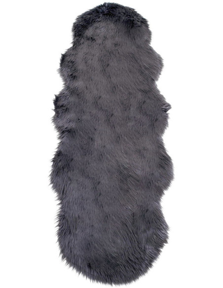 Grande Peau de mouton poils longs 60x180 Fausse fourrure Gris Lambskin 