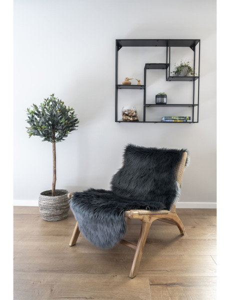 Grande Peau de mouton poils longs 60x180 Fausse fourrure Gris Lambskin 