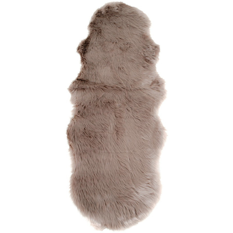 Grande Peau de mouton poils longs 60x180 Fausse fourrure Marron clair Lambskin 