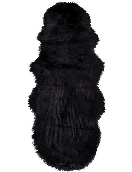 Grande Peau de mouton poils longs 60x180 Fausse fourrure Noir Lambskin 