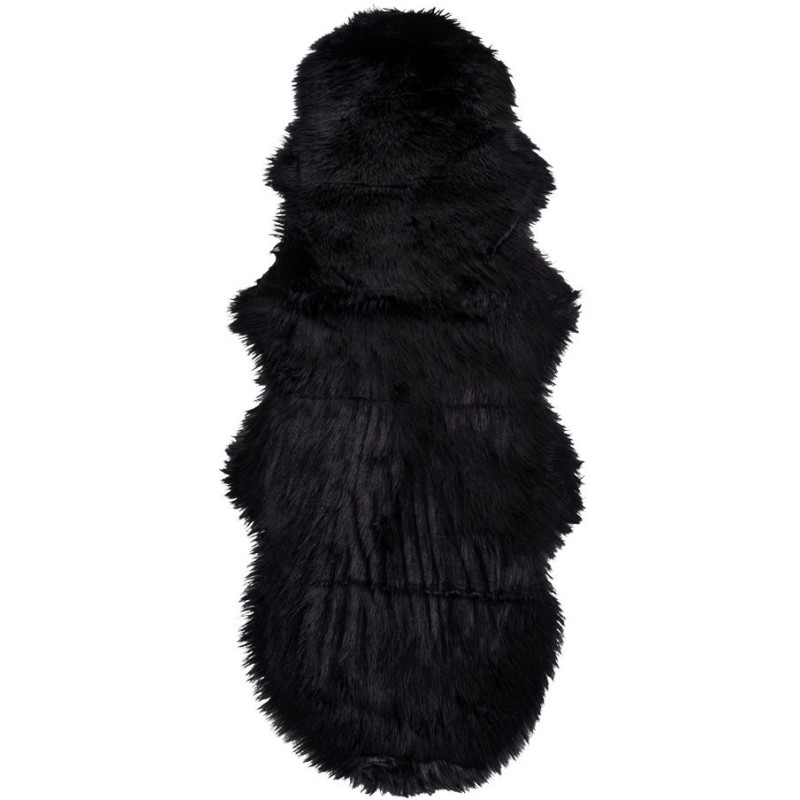 Grande Peau de mouton poils longs 60x180 Fausse fourrure Noir Lambskin 