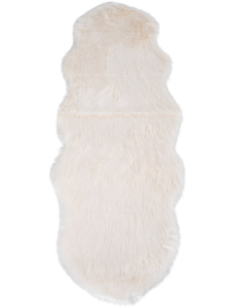Grande Peau de mouton poils longs 60x180 Fausse fourrure Blanc ivoire Lambskin 