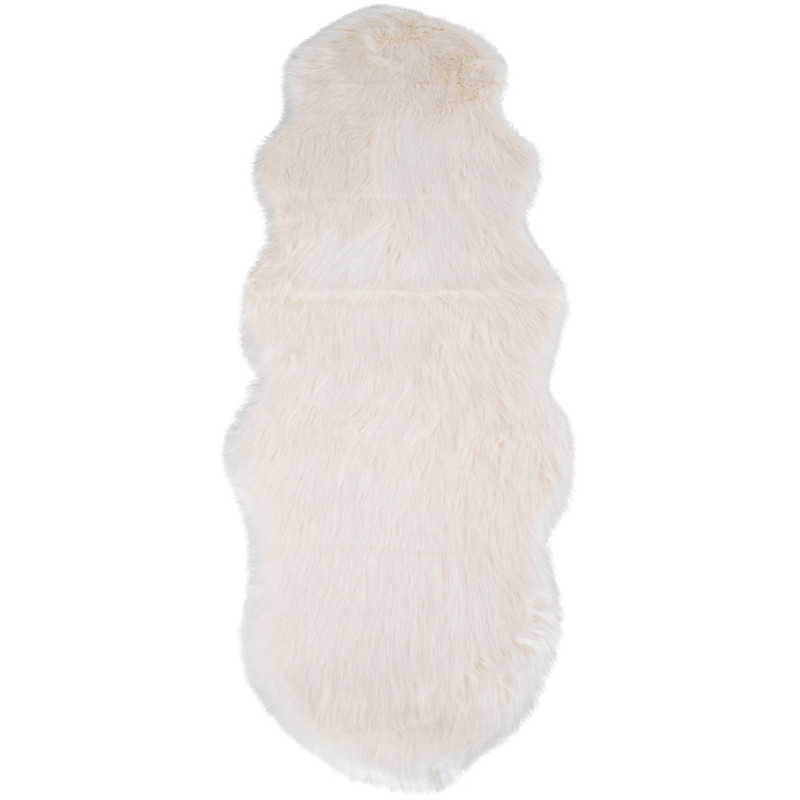 Grande Peau de mouton poils longs 60x180 Fausse fourrure Blanc ivoire Lambskin 