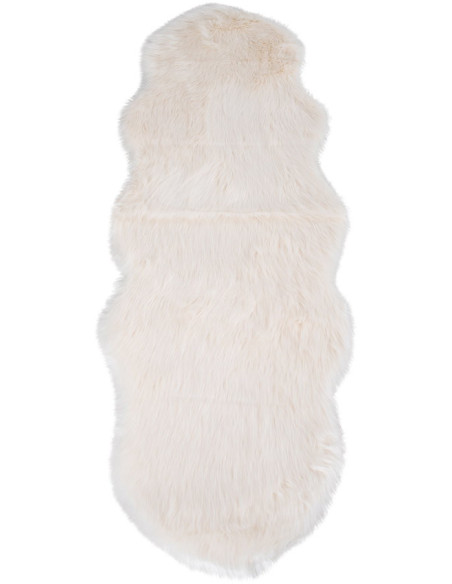 Grande Peau de mouton poils longs 60x180 Fausse fourrure Blanc ivoire Lambskin 