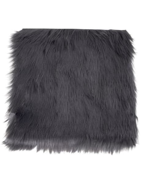 Coussin Peau de mouton poils longs Carré 40x40 Fausse fourrure Gris Lambskin 