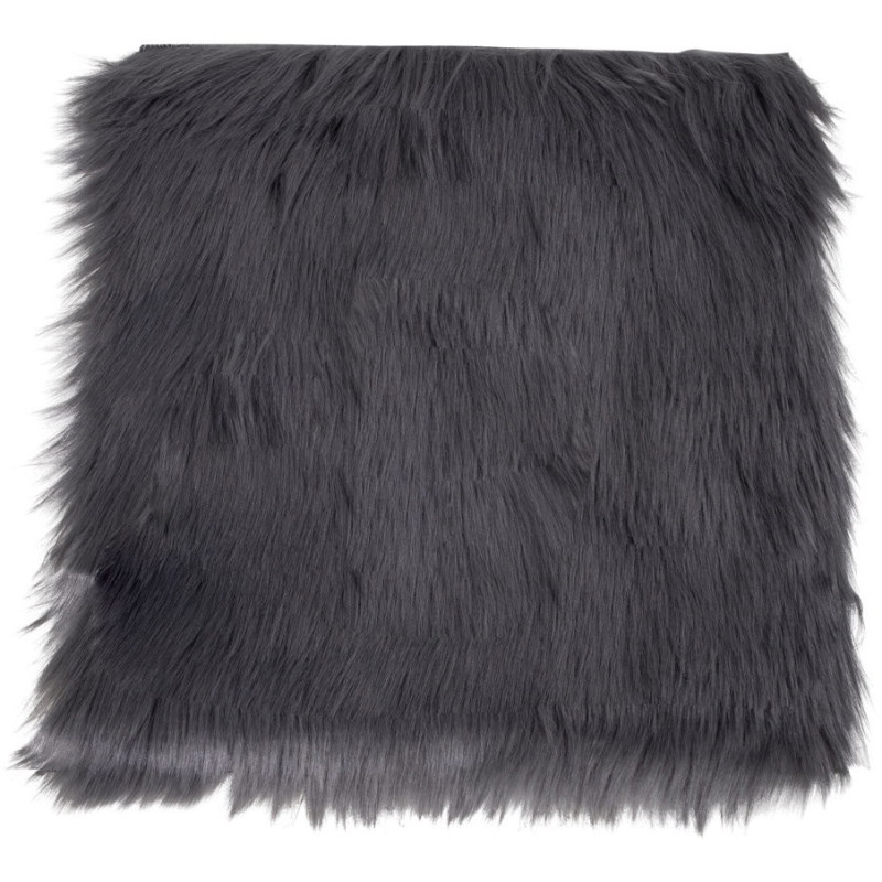 Coussin Peau de mouton poils longs Carré 40x40 Fausse fourrure Gris Lambskin 