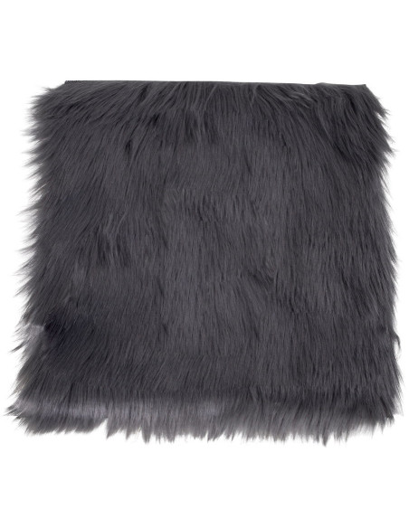 Coussin Peau de mouton poils longs Carré 40x40 Fausse fourrure Gris Lambskin 