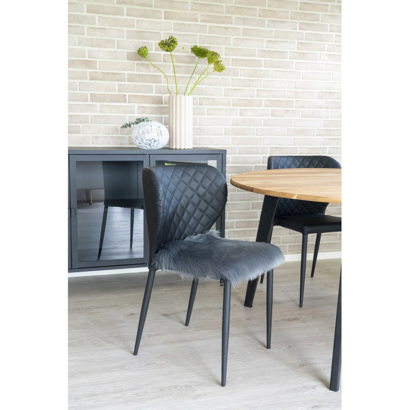 Coussin Peau de mouton poils longs Carré 40x40 Fausse fourrure Gris Lambskin 