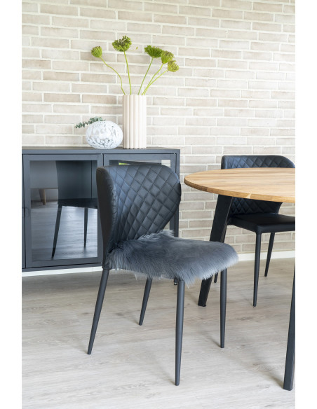 Coussin Peau de mouton poils longs Carré 40x40 Fausse fourrure Gris Lambskin 