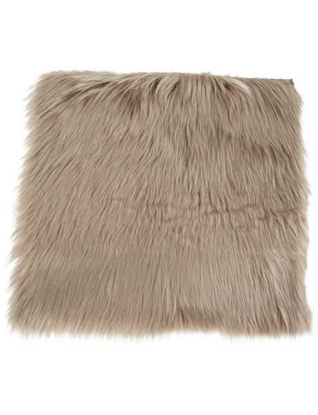 Coussin Peau de mouton poils longs Carré 40x40 Fausse fourrure Marron clair Lambskin 