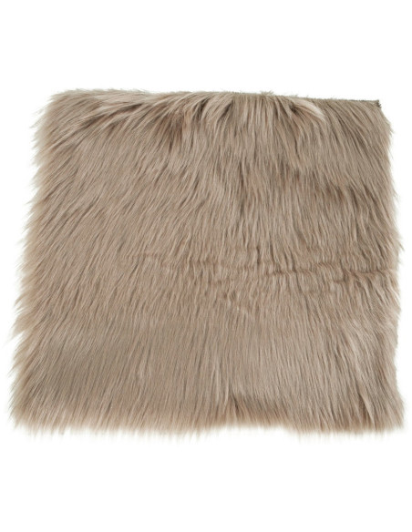 Coussin Peau de mouton poils longs Carré 40x40 Fausse fourrure Marron clair Lambskin 