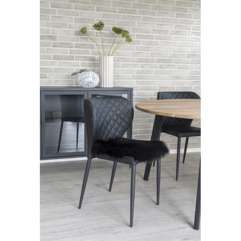 Coussin Peau de mouton poils longs Carré 40x40 Fausse fourrure Noir Lambskin 