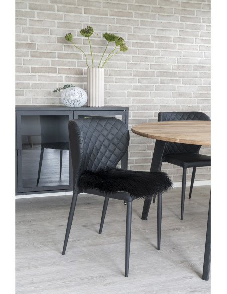 Coussin Peau de mouton poils longs Carré 40x40 Fausse fourrure Noir Lambskin 