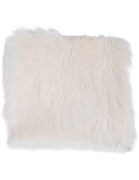 Coussin Peau de mouton poils longs Carré 40x40 Fausse fourrure Blanc ivoire Lambskin 