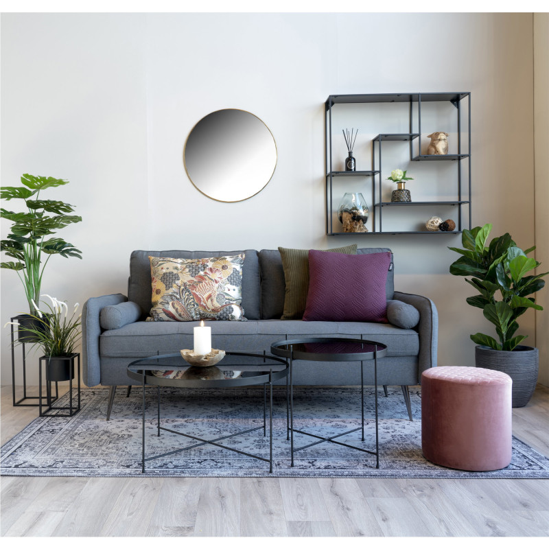 Miroir mural moderne Rond 60x60 Métal Doré Effet laiton Jersey House Nordic - 6