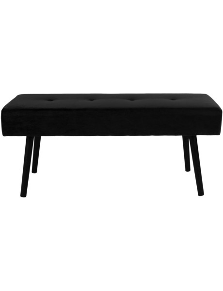 Banquette moderne capitonnée 2 places Velours Noir Métal Noir Skiby 