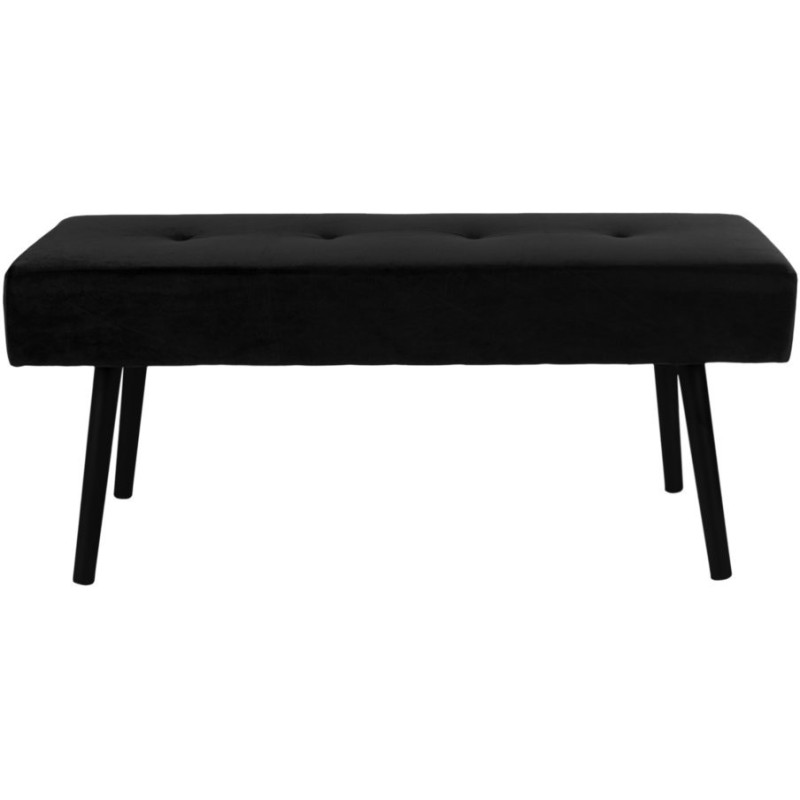 Banquette moderne capitonnée 2 places Velours Noir Métal Noir Skiby 