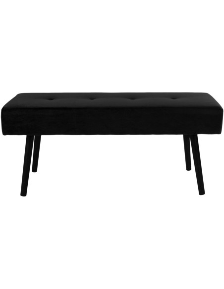 Banquette moderne capitonnée 2 places Velours Noir Métal Noir Skiby 