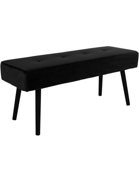 Banquette moderne capitonnée 2 places Velours Noir Métal Noir Skiby 