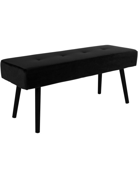 Banquette moderne capitonnée 2 places Velours Noir Métal Noir Skiby 