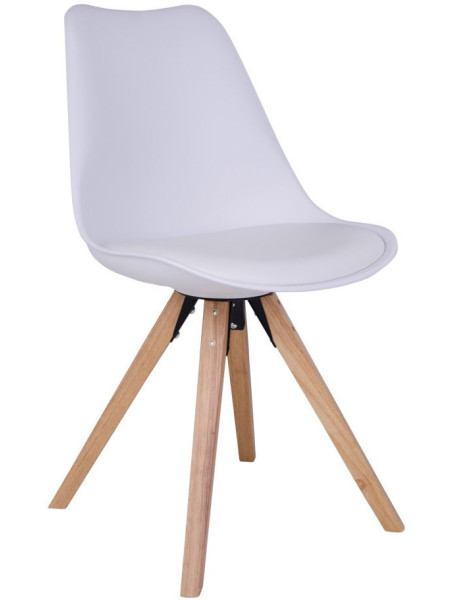 Chaise scandinave Polyuréthane Plastique résistant Blanc Bois d'hévéa Naturel Bergen (Lot de 2) House Nordic - 1