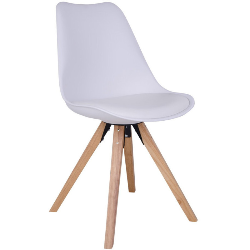 Chaise scandinave Polyuréthane Plastique résistant Blanc Bois d'hévéa Naturel Bergen (Lot de 2) House Nordic - 1