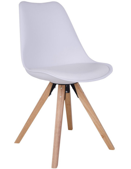 Chaise scandinave Polyuréthane Plastique résistant Blanc Bois d'hévéa Naturel Bergen (Lot de 2) House Nordic - 1