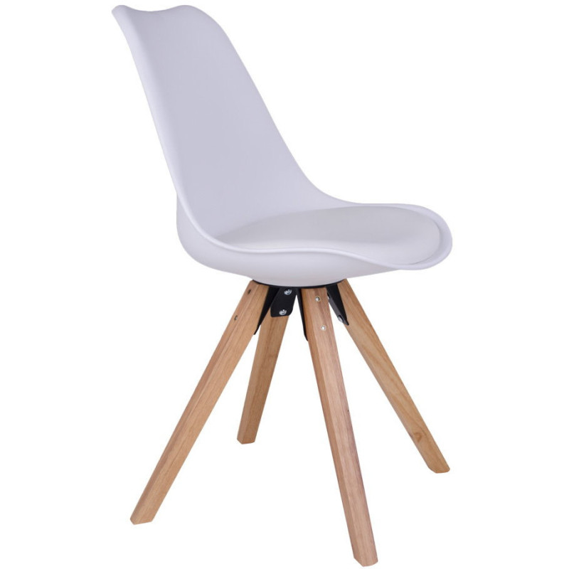 Chaise scandinave Polyuréthane Plastique résistant Blanc Bois d'hévéa Naturel Bergen (Lot de 2) House Nordic - 2